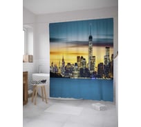 Штора (занавеска) для ванной JoyArty "Вечерние небоскребы" из сатена, 180х200 см с крючками, sc_28368