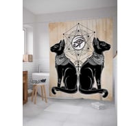 Штора (занавеска) для ванной JoyArty "Кошки императора" из сатена, 180х200 см с крючками, sc_19358