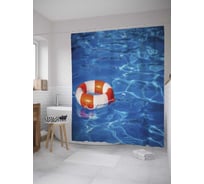 Штора (занавеска) для ванной JoyArty "Спасательный круг на море" из сатена, 180х200 см с крючками, sc_10835