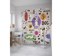 Штора (занавеска) для ванной JoyArty "Спортивный пес" из сатена, 180х200 см с крючками, sc_10678