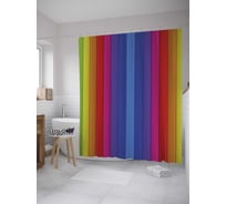 Штора (занавеска) для ванной JoyArty "Радужные полосы" из сатена, 180х200 см с крючками, sc_28454