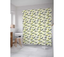 Штора (занавеска) для ванной JoyArty "Акварельные рыбки" из сатена, 180х200 см с крючками, sc_164390