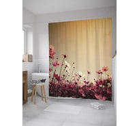 Штора (занавеска) для ванной JoyArty "Цветы тянутся к свету" из сатена, 180х200 см с крючками, sc_28350