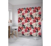 Штора (занавеска) для ванной JoyArty "Скопление цветов" из сатена, 180х200 см с крючками, sc_28312