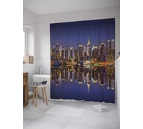 Штора (занавеска) для ванной JoyArty "Отражение Нью-Йорка" из сатена, 180х200 см с крючками, sc_28358