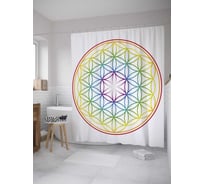 Штора (занавеска) для ванной JoyArty "Сакральный цветок жизни" из сатена, 180х200 см с крючками, sc_28850