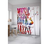 Штора (занавеска) для ванной JoyArty "Рок и джаз" из сатена, 180х200 см с крючками, sc_28384