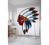 Штора (занавеска) для ванной JoyArty "Злой вождь" из сатена, 180х200 см с крючками, sc_13937