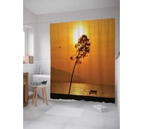 Штора (занавеска) для ванной JoyArty "Скамья у моря" из сатена, 180х200 см с крючками, sc_17644