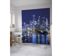 Штора (занавеска) для ванной JoyArty "Ночной мегаполис" из сатена, 180х200 см с крючками, sc_28324