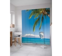 Штора (занавеска) для ванной JoyArty "Круизный лайнер прибывает" из сатена, 180х200 см с крючками, sc_17813