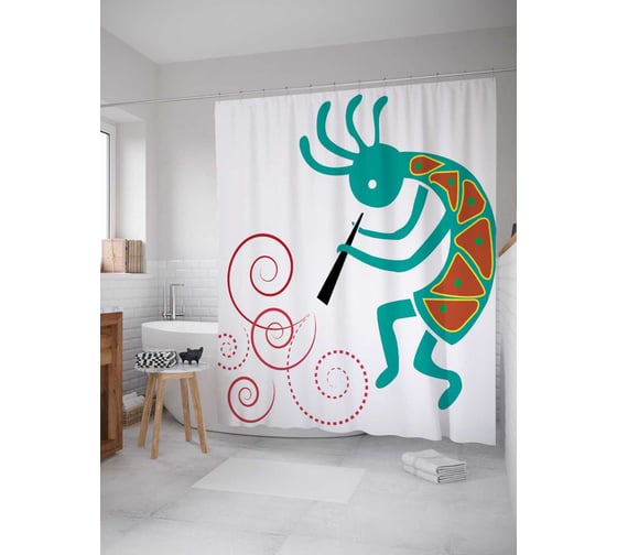 Штора (занавеска) для ванной JoyArty "Ветреный звук" из сатена, 180х200 см с крючками, sc_13221 1