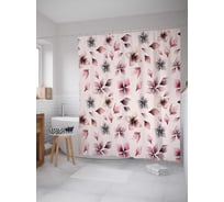 Штора (занавеска) для ванной JoyArty "Цветочные лепестки" из сатена, 180х200 см с крючками, sc_28877