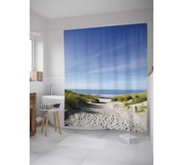 Штора (занавеска) для ванной JoyArty "Тропа к берегу" из сатена, 180х200 см с крючками, sc_11160