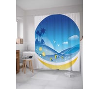 Штора (занавеска) для ванной JoyArty "Морской круг" из сатена, 180х200 см с крючками, sc_18154