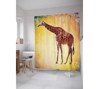 Штора (занавеска) для ванной JoyArty "Дружба с жирафом" из сатена, 180х200 см с крючками, sc_24096