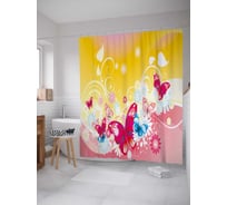 Штора (занавеска) для ванной JoyArty "Парящие насекомые" из сатена, 180х200 см с крючками, sc_21759