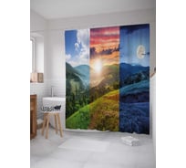 Штора (занавеска) для ванной JoyArty "Течение времени" из сатена, 180х200 см с крючками, sc_21687