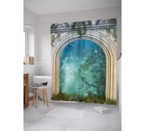 Штора (занавеска) для ванной JoyArty "Ночная арка" из сатена, 180х200 см с крючками, sc_19718