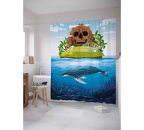 Штора (занавеска) для ванной JoyArty "Остров черепа" из сатена, 180х200 см с крючками, sc_21937