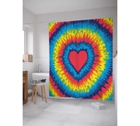 Штора (занавеска) для ванной JoyArty "Радужное сердце" из сатена, 180х200 см с крючками, sc_20341
