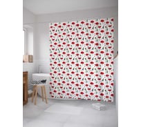Штора (занавеска) для ванной JoyArty "Небольшие алые маки" из сатена, 180х200 см с крючками, sc_262021
