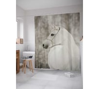 Штора (занавеска) для ванной JoyArty "Зима и лошадь" из сатена, 180х200 см с крючками, sc_18087