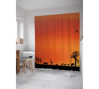 Штора (занавеска) для ванной JoyArty "Африканский закат" из сатена, 180х200 см с крючками, sc_21724
