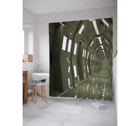 Штора (занавеска) для ванной JoyArty "Космический коридор" из сатена, 180х200 см с крючками, sc_21671