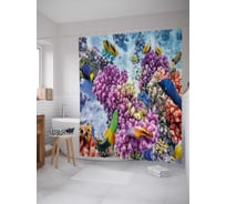 Штора (занавеска) для ванной JoyArty "Коралловая красота" из сатена, 180х200 см с крючками, sc_21284