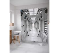 Штора (занавеска) для ванной JoyArty "Космические аппартаменты" из сатена, 180х200 см с крючками, sc_21658