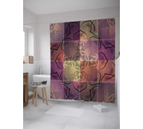 Штора (занавеска) для ванной JoyArty "Орнамент в квадратах" из сатена, 180х200 см с крючками, sc_27911