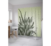 Штора (занавеска) для ванной JoyArty "Древний папоротник" из сатена, 180х200 см с крючками, sc_27888
