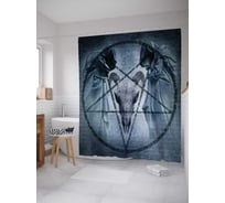 Штора (занавеска) для ванной JoyArty "Звезда дьявола" из сатена, 180х200 см с крючками, sc_22084