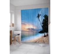 Штора (занавеска) для ванной JoyArty "Спокойствие пляжа" из сатена, 180х200 см с крючками, sc_20022