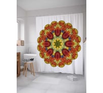 Штора (занавеска) для ванной JoyArty "Иллюзия цветка" из сатена, 180х200 см с крючками, sc_21217