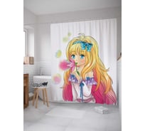 Штора (занавеска) для ванной JoyArty "Взгляд девочки" из сатена, 180х200 см с крючками, sc_23812