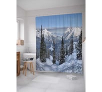 Штора (занавеска) для ванной JoyArty "Ели на горах" из сатена, 180х200 см с крючками, sc_21258