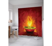 Штора (занавеска) для ванной JoyArty "Празднование дивали" из сатена, 180х200 см с крючками, sc_26653