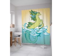Штора (занавеска) для ванной JoyArty "Морская лошадь" из сатена, 180х200 см с крючками, sc_20916