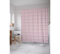 Штора (занавеска) для ванной JoyArty "Крошечные малиновые цветы" из сатена, 180х200 см с крючками, sc_258460