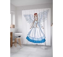 Штора (занавеска) для ванной JoyArty "Крылатая симпатия" из сатена, 180х200 см с крючками, sc_23805