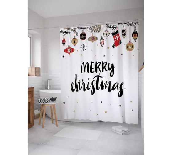 Штора (занавеска) для ванной JoyArty "Яркий праздник" из сатена, 180х200 см с крючками, sc_20316 1