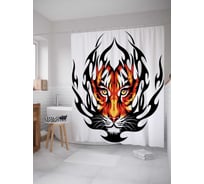 Штора (занавеска) для ванной JoyArty "Тигровый знак" из сатена, 180х200 см с крючками, sc_21832