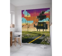 Штора (занавеска) для ванной JoyArty "Своременный дом" из сатена, 180х200 см с крючками, sc_21789