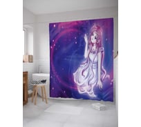 Штора (занавеска) для ванной JoyArty "Лунная принцесса" из сатена, 180х200 см с крючками, sc_23808