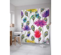 Штора (занавеска) для ванной JoyArty "Сон павлина" из сатена, 180х200 см с крючками, sc_2767