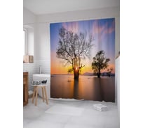 Штора (занавеска) для ванной JoyArty "Тонущие деревья" из сатена, 180х200 см с крючками, sc_21346