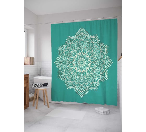 Штора (занавеска) для ванной JoyArty "Ровный цветок" из сатена, 180х200 см с крючками, sc_21218 1