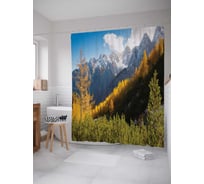 Штора (занавеска) для ванной JoyArty "Горная местность" из сатена, 180х200 см с крючками, sc_22013